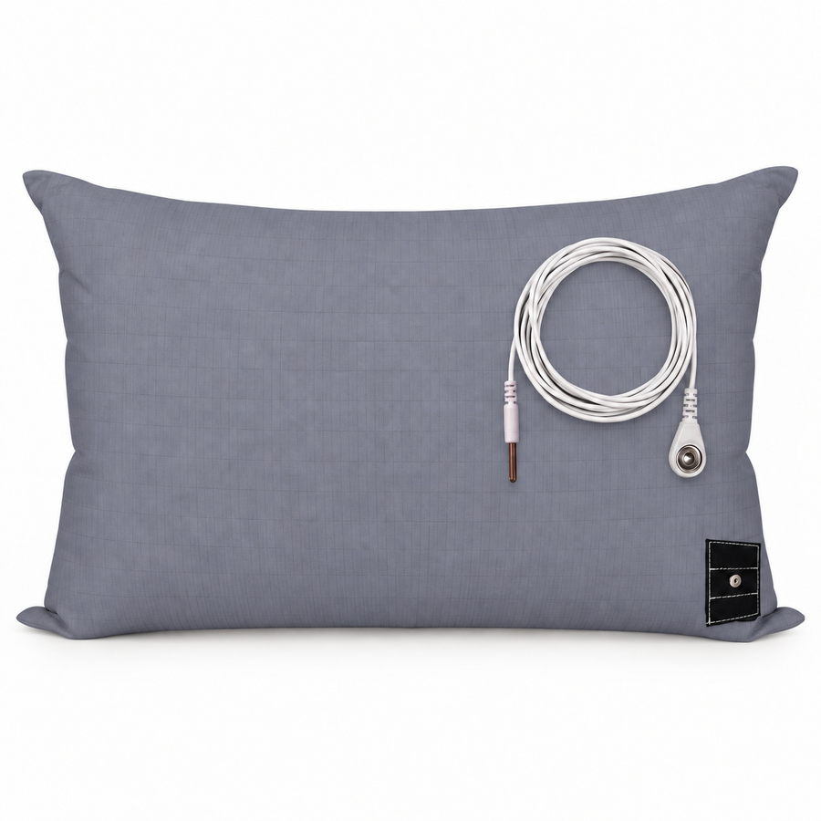 Gray grounding pillowcase with included grounding cord